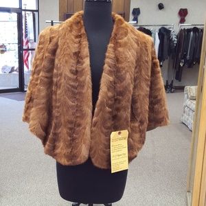 Natural Pastel Mink Sections Fur Mosaic Cape